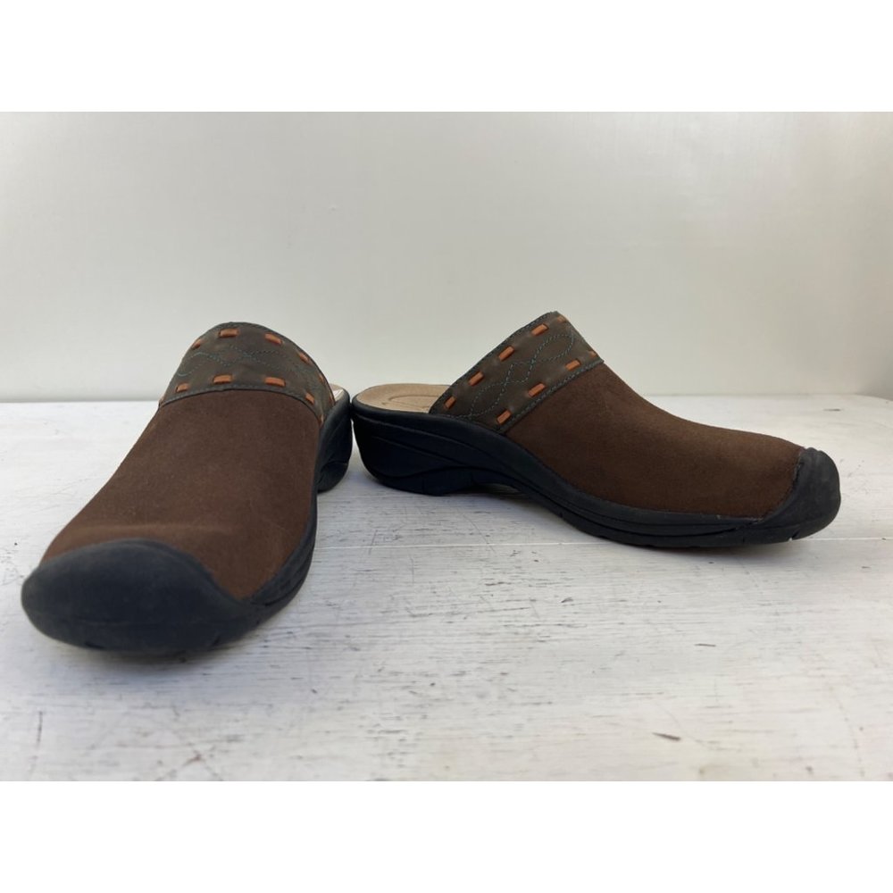 KEEN Women's Slip On Nubuck Leather Comfort Mules Clogs Brown Harmony Size 8 New